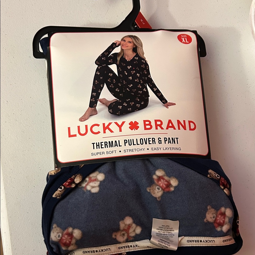 Lucky Brand Navy Bear Print Thermal Set